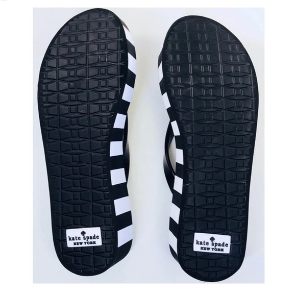 Kate Spade Rhett Platform Flip Flops Black White Stripe Women US 9 - Picture 4 of 4